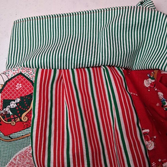 Handmade Christmas Apron Patchwork Holiday Teddy Bear Santa Claus One Of A Kind - Picture 9 of 11